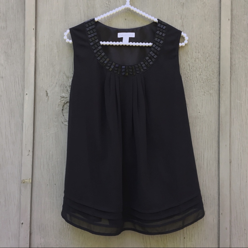 NWOT Bead Embellished Sleeveless Chiffon Top